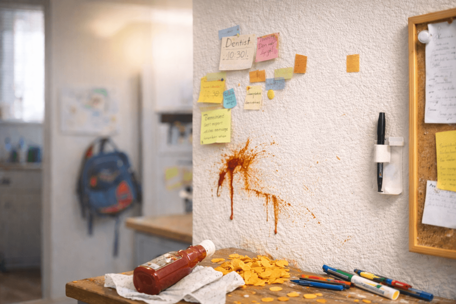 Before — chaotic wall without structure