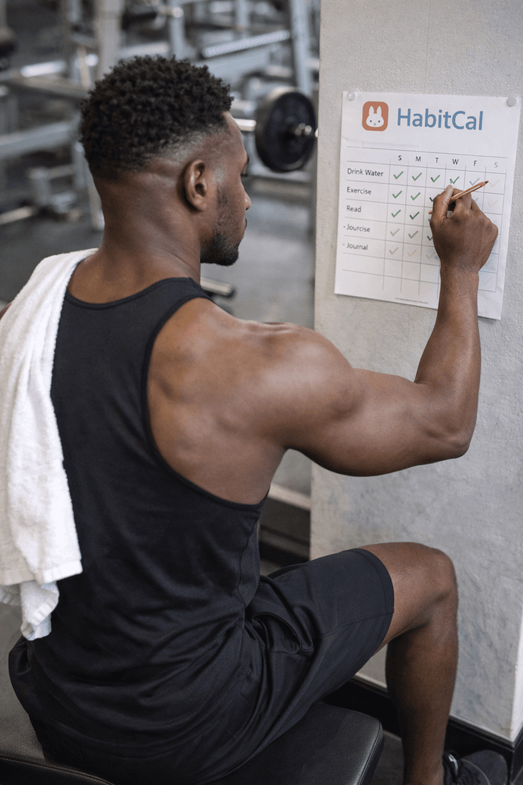 Man checking habits at the gym