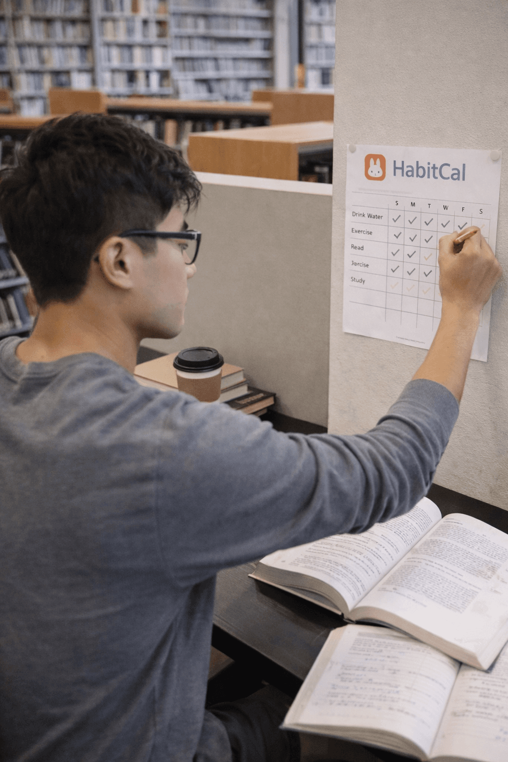 Habit calendar in a library