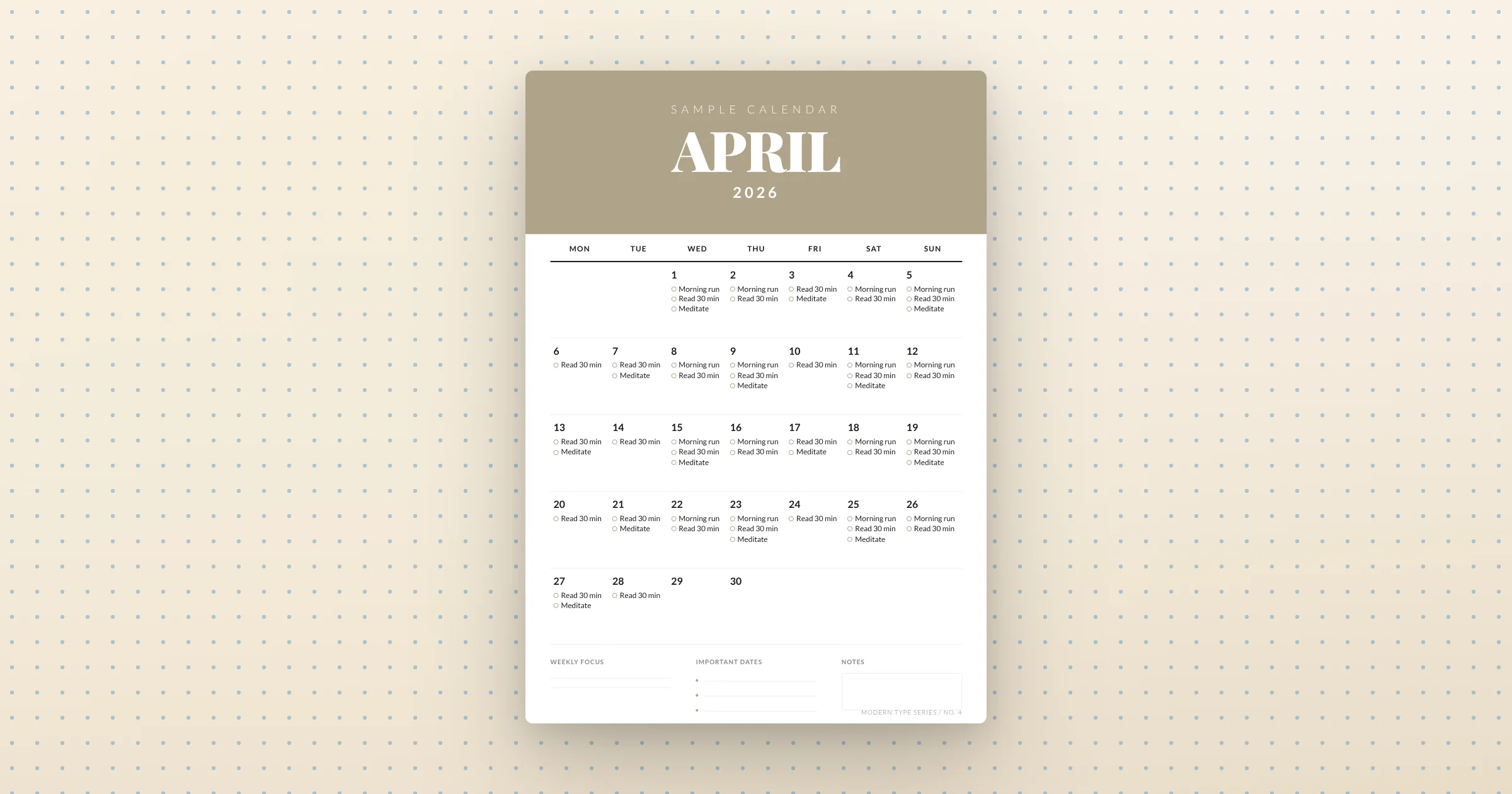 2026 Saturated Header Duo Monthly Planner — printable monthly calendar PDF, A4 portrait